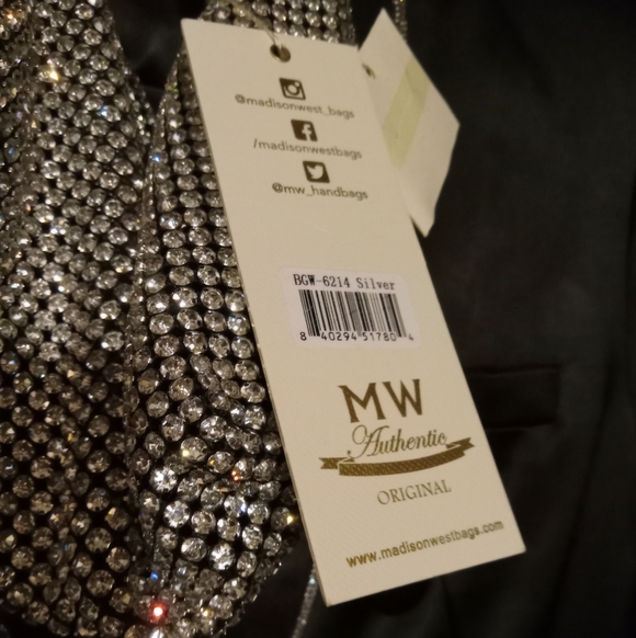 NWT Madison West Los Angeles Bring On The Bling Crystal Rhinestone Bag - Picture 3 of 5